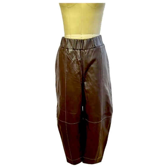 RARE FIND Ganni Wide Leg Lamb Leather Pants - Picture 7 of 9